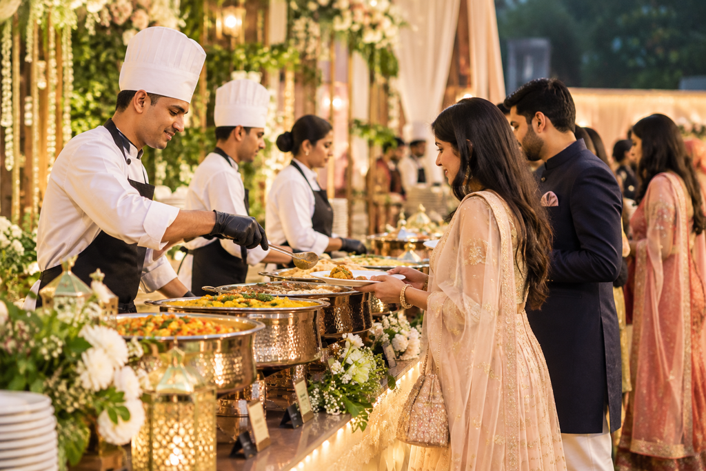 elegant indian wedding buffet reception